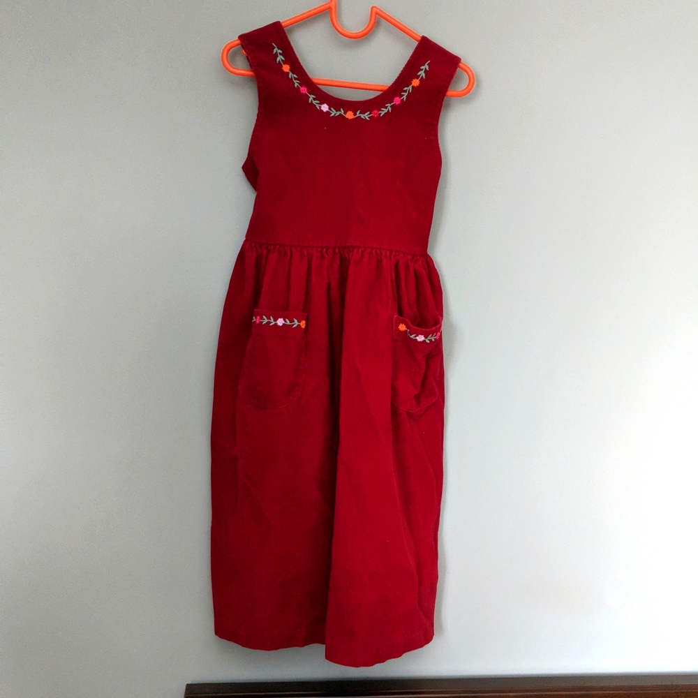 Laura Ashley Vintage Girl's Corduroy Red Dress